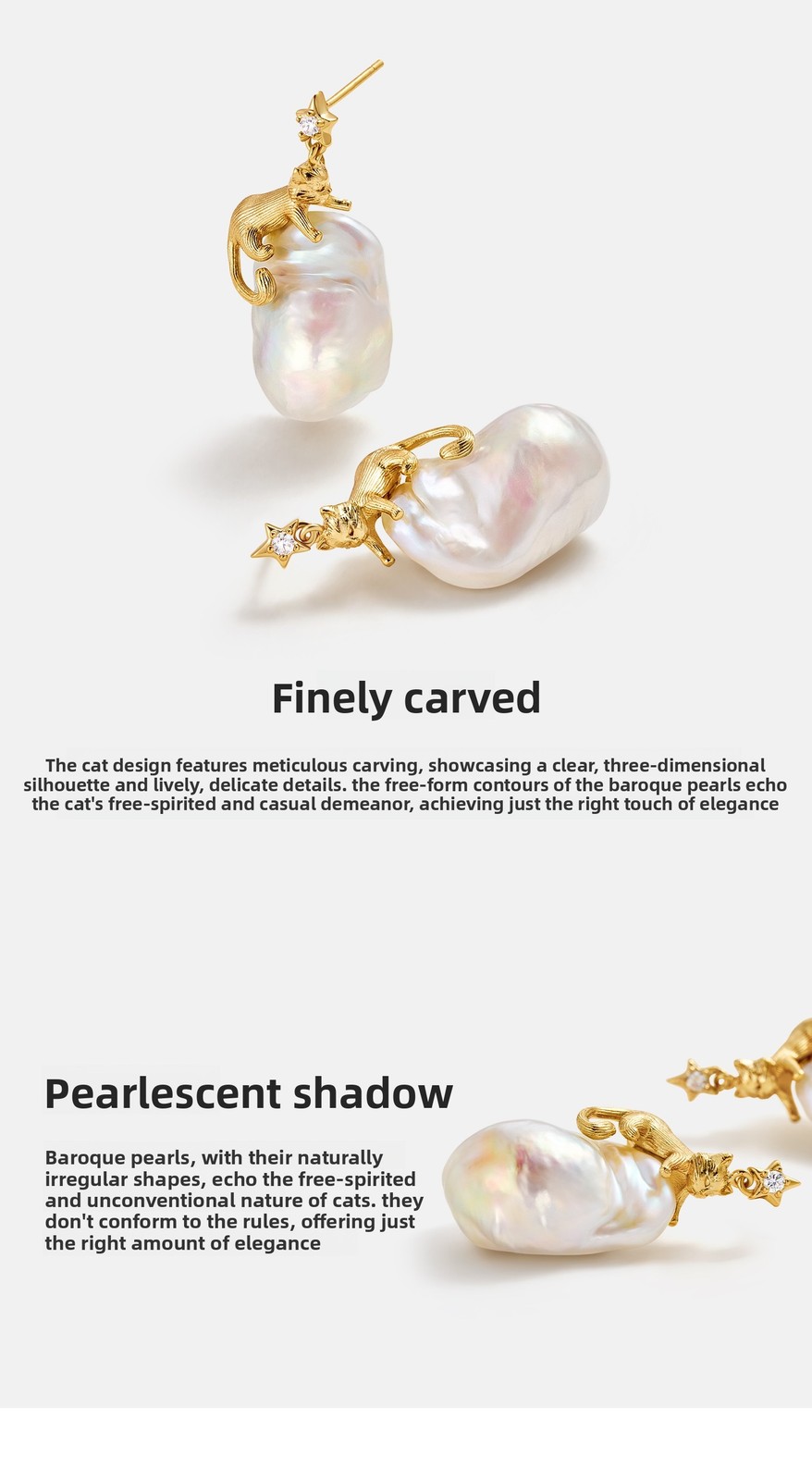 Amber Lollipop Baroque Pearl Earrings Light Luxury Earrings Birthday Gift