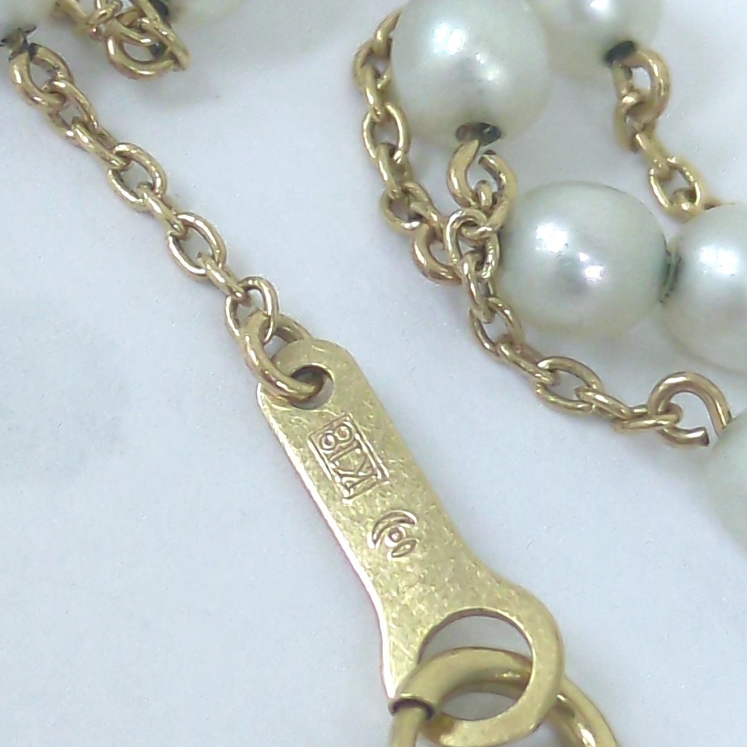 TASAKI Japanese Pearl 3.9mm K18 Yellow Gold Bracelet Approx. 2g Light Grey