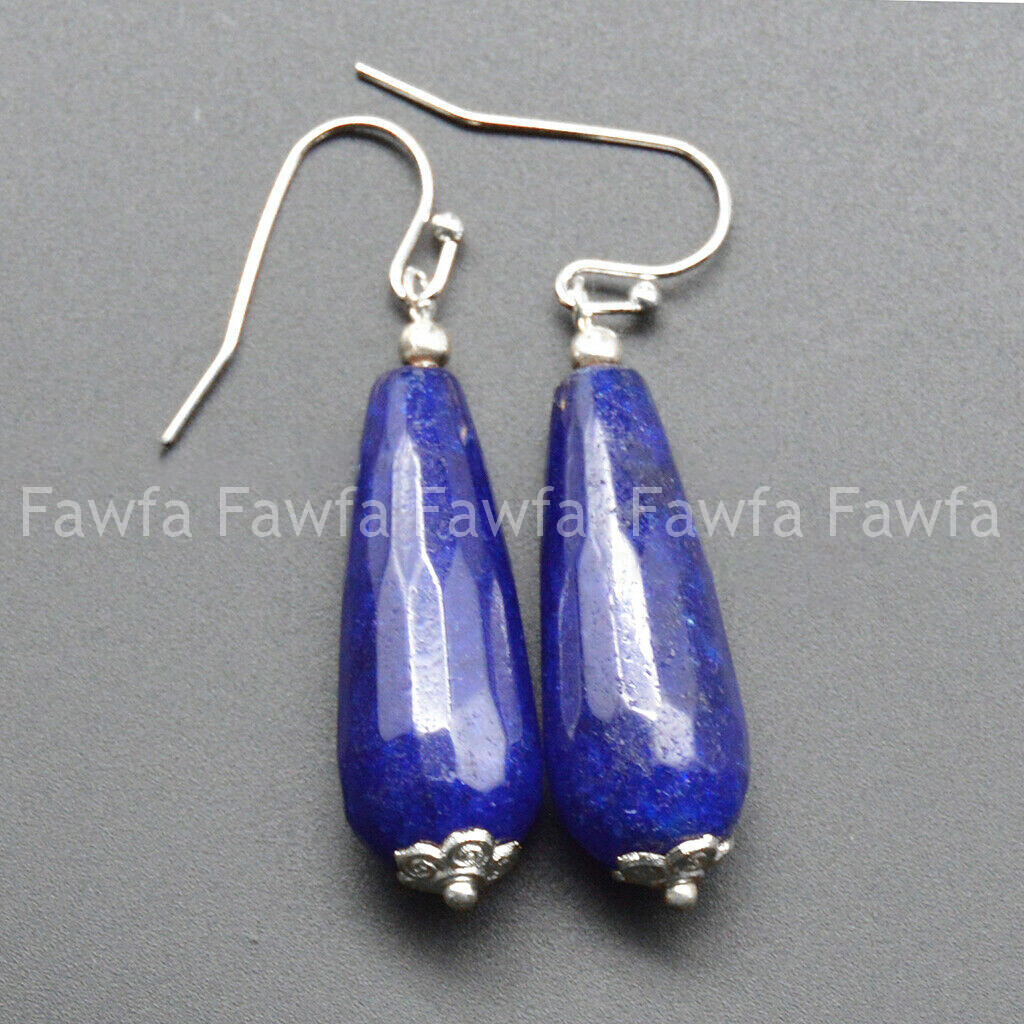 11x27mm Faceted Multicolor Mixed Gems Teardrop Beads Silver Hook Dangle Earrings