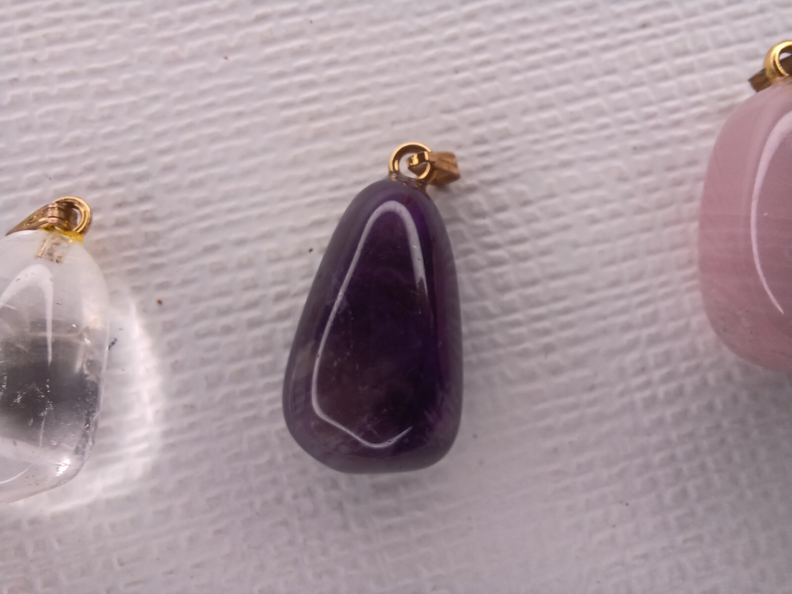 Gemstone Gold Tone Pendant Necklace 4 Interchangeable Gemstones