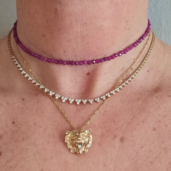 Natural Ruby Choker 2mm Crystal Gemstone Beads Dainty Choker Necklace Minimalist