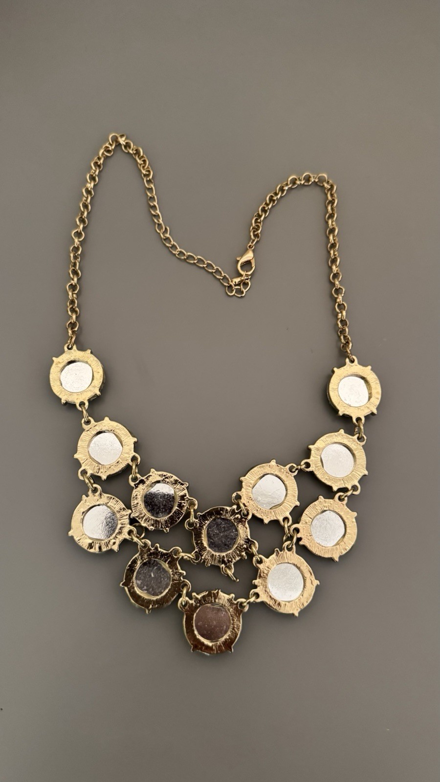 Modern dimpled light green disk statement bib necklace /ANY Occasion