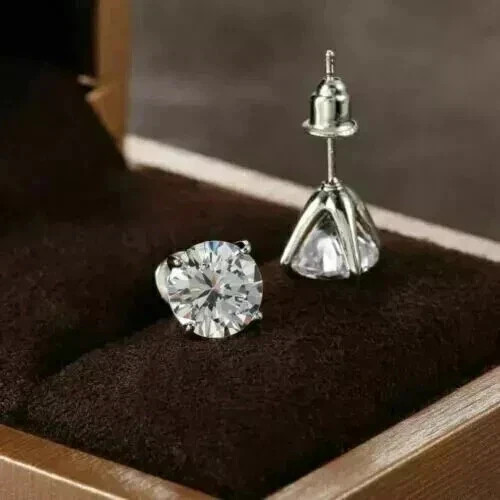 0.44 CT Lab Grown Diamond stud Earing for women 925 Silver 14k White Gold Plated