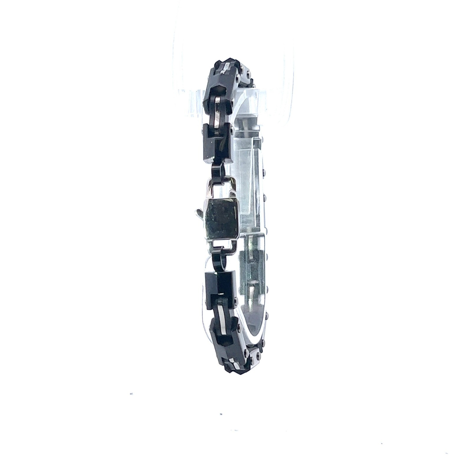 Stainless Steel Black Ion Plated and Black Rubber 7″ Long Bracelet