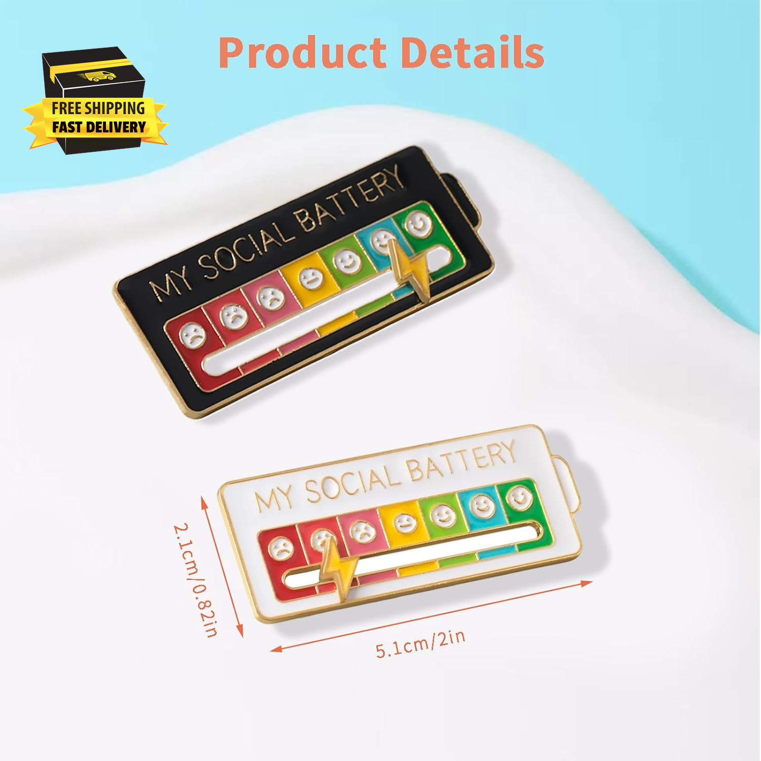 My Social Battery Creative Badge, 7 Days a Week Fun Enamel Emotional Badge, Func