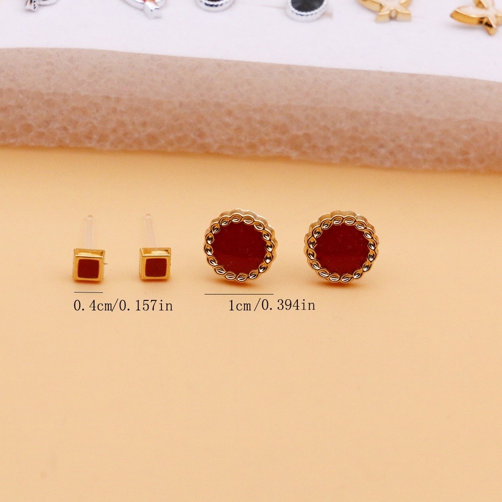 36 Pairs Mixed Color Flower Cartoon Enamel Stud Earrings Set Plastic Resin
