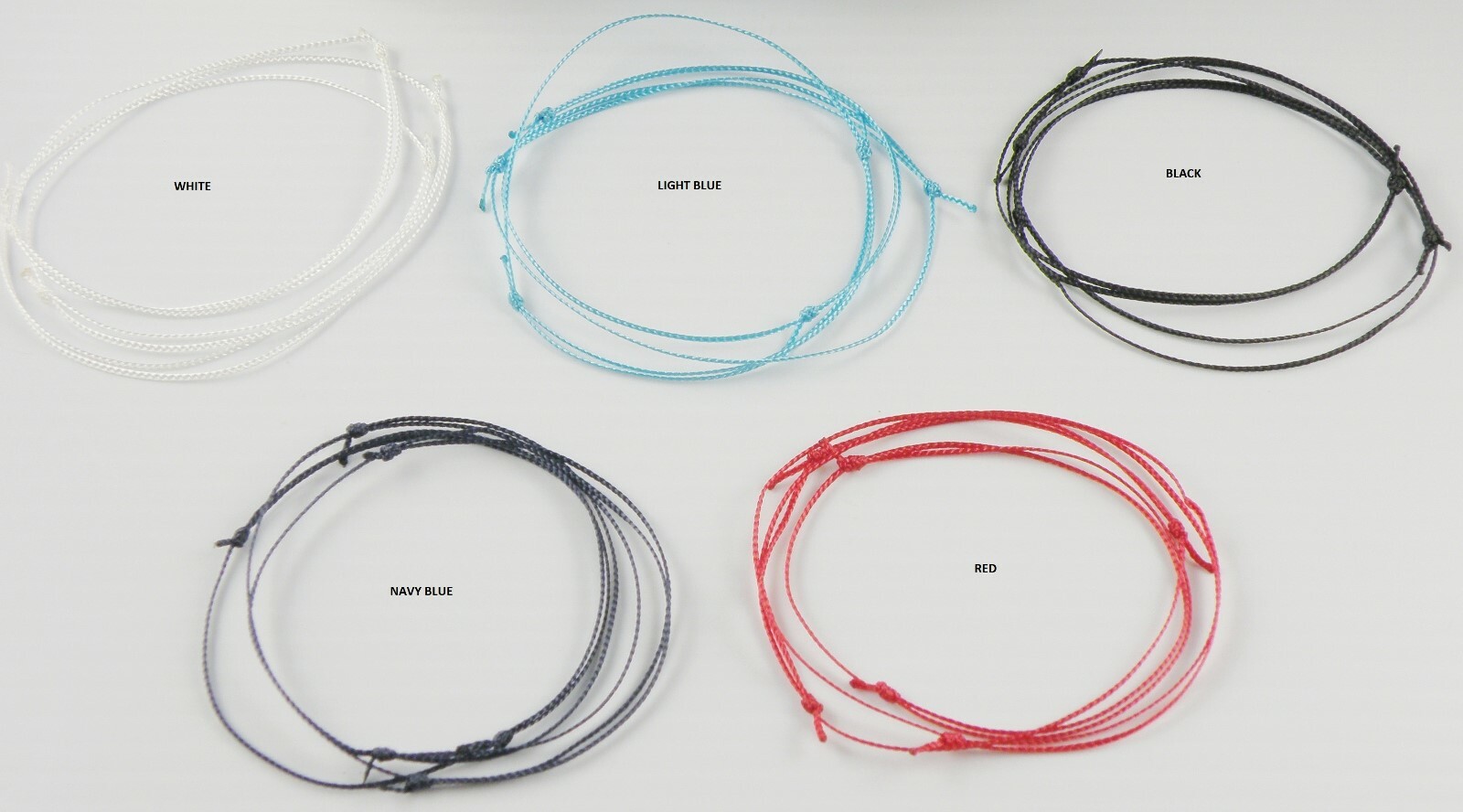 Set of 3 -Nano Cord .75 mm Bracelets Single String Surfer Knot Closing Unisex