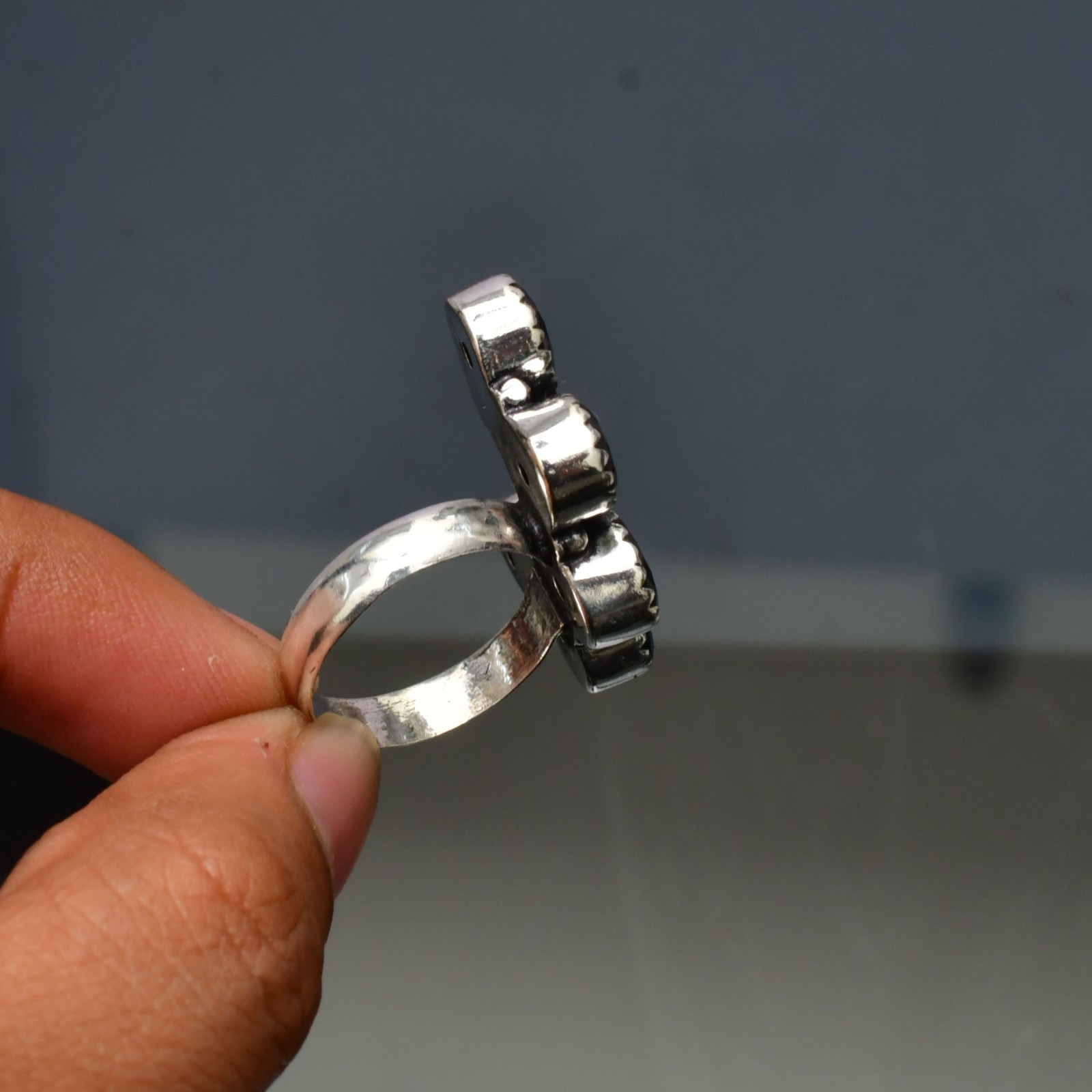 Black Onyx (Lab-Created)Gemstone 925 sterling silver Handmade Ring- All Size