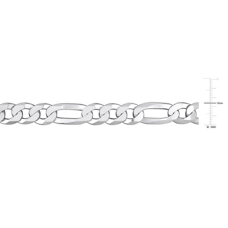 AMOUR 12.3mm Flat Figaro Chain Necklace In Sterling Silver, 22 In
