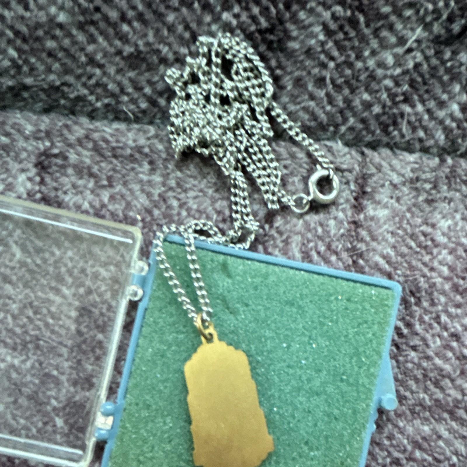 Bookkeeping Charm Pendant Necklace Gold-Tone Rectangle on Silver Ball Chain