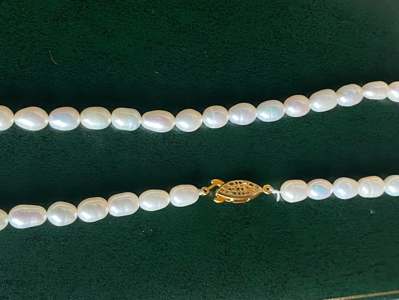 Vintage White Freshwater Cultured Pearl Necklace – 40cm Rice Bead Choker Pin