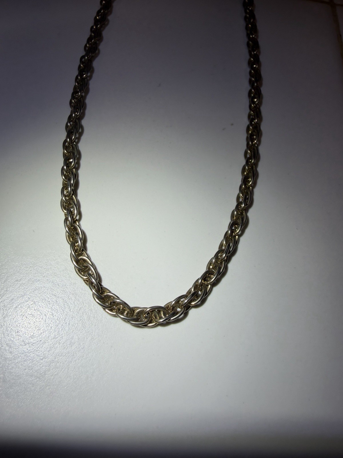 Twisted Link Chain Necklace Silver Tone 23” 26g Vintage Style