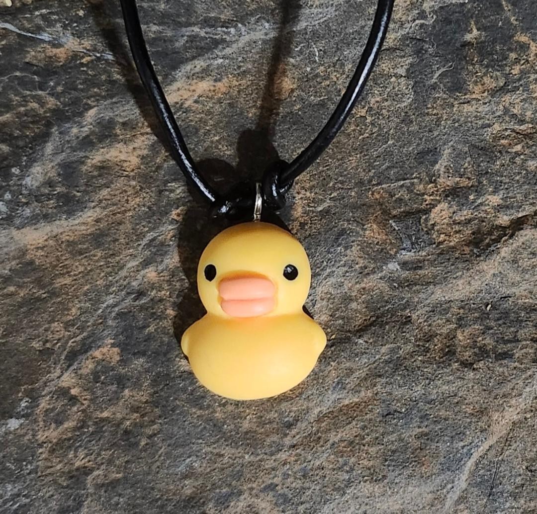 Rubber Duck Necklace, Novelty Necklace, Duck Jewelry, Leather Cord, Handmade!