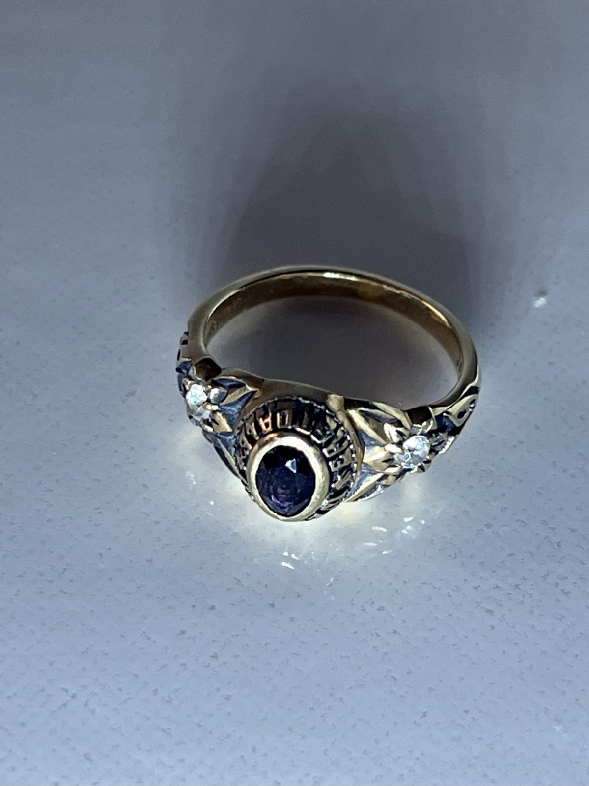 Oval Birthstone High School Class Ring Graduation Size 5 Stamped 10k(See Photos)