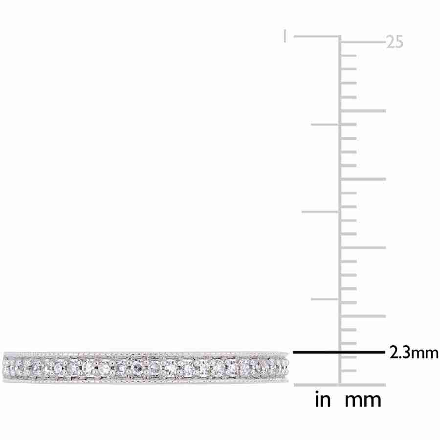 AMOUR 1/8 CT TW Diamond Stackable Eternity Wedding Band In 14K White Gold