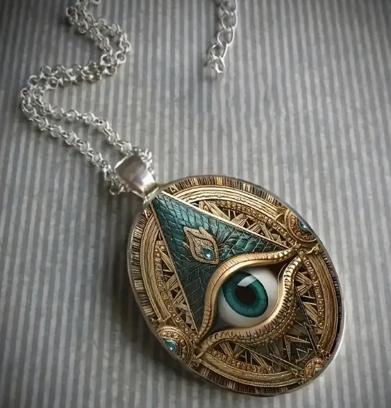 Mason Gothic Oval Jewelry Vintage Silvery Elegant Evil Eye Pendant Necklace