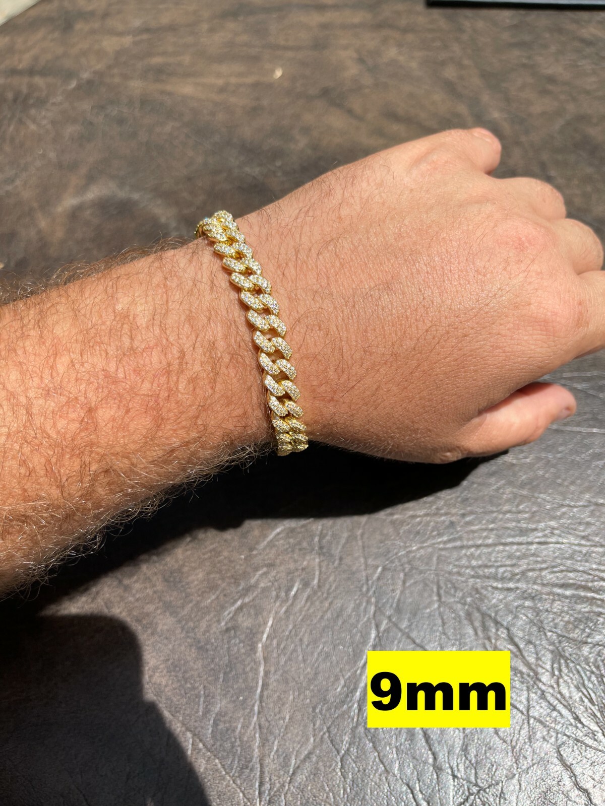 Real Miami Cuban Link Bracelet MOISSANITE 14k Gold Plated 925 Sterling Silver