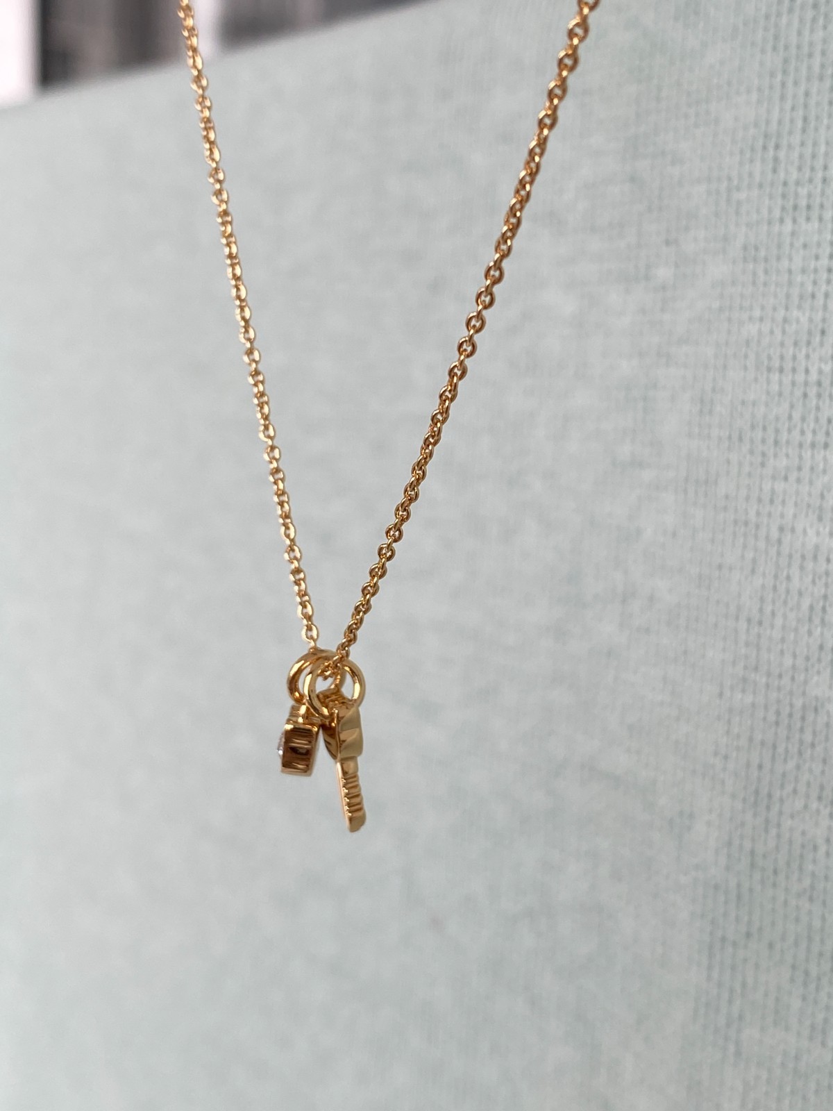Karl Lagerfeld Mini Choupette Lock & Key Charm Necklace w/Crystal from Swarovski