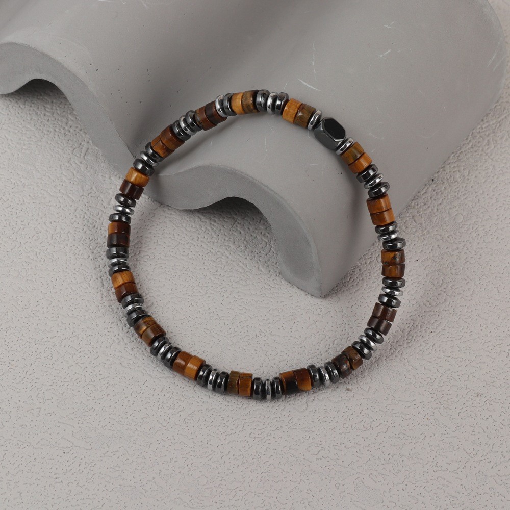 Tiger Eye Hematite Beads Healing Protection Strength Luck Men’S Bracelet