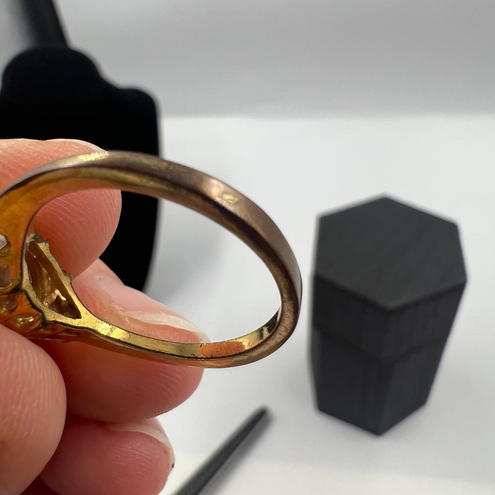 Antique Gold Tone Cubic Zirconia Engagement Style Fairytale Ring Size 9