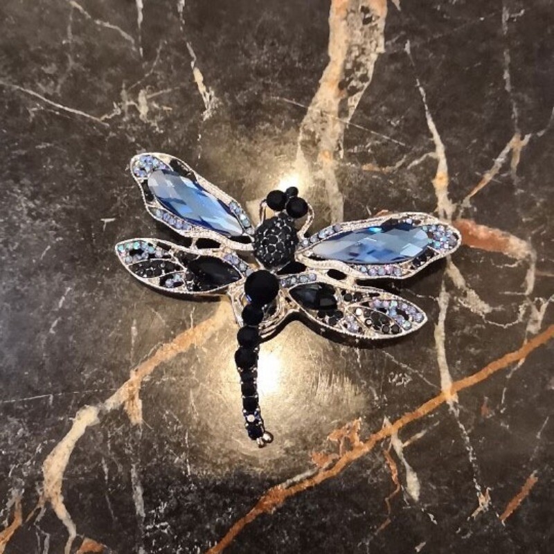 Fashion Crystal Vintage Dragonfly Brooch for Women Large Insect Pin Jewelry Gift
