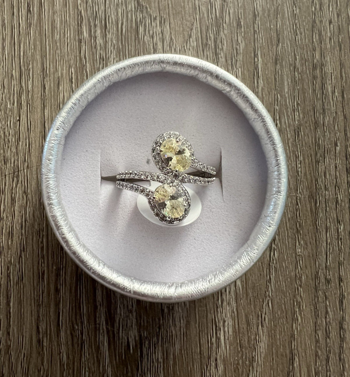 Bomb Party lemon cz rhodium plated ring size 7 Say yes to the sparkle