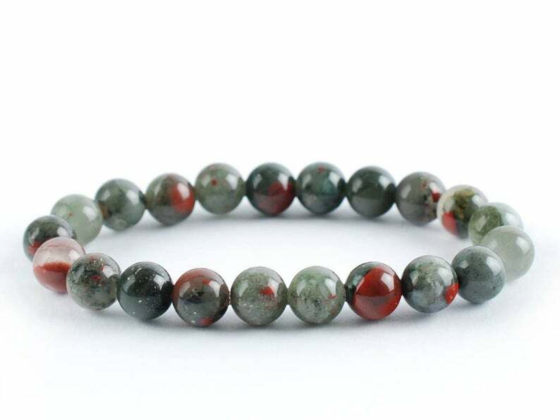Large 12mm Rare African Bloodstone bracelet Healing Bracelet Yoga bracelet women