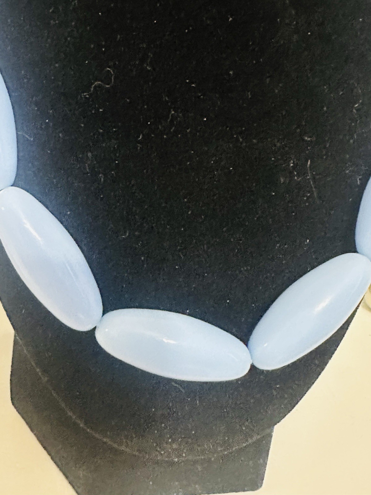 Blue Plastic Beaded Cable Chain Necklace Silver Tone Adjustable Spring Ring