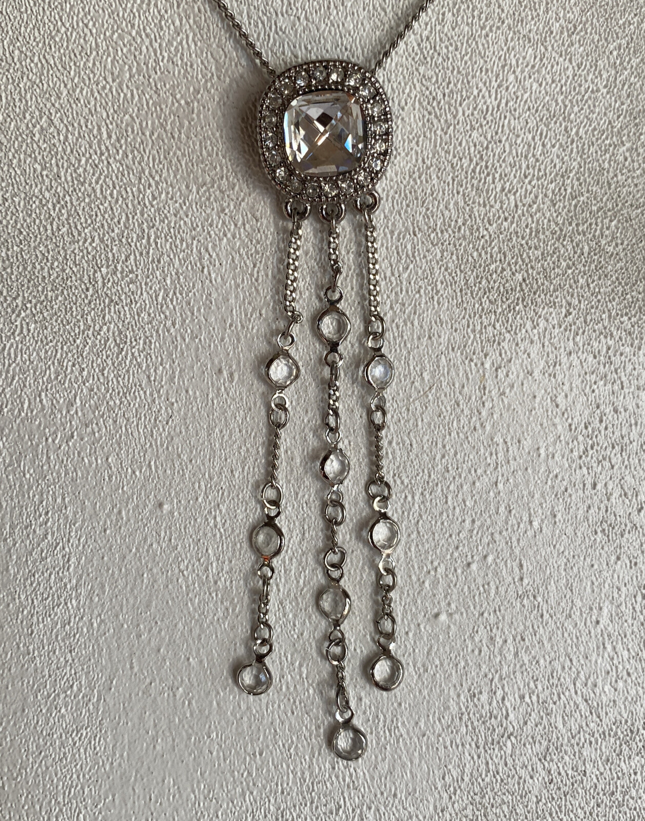 Lia Sophia Bella Donna Necklace 15-18” Earrings Silver Tone Rare Set Cz Wow!