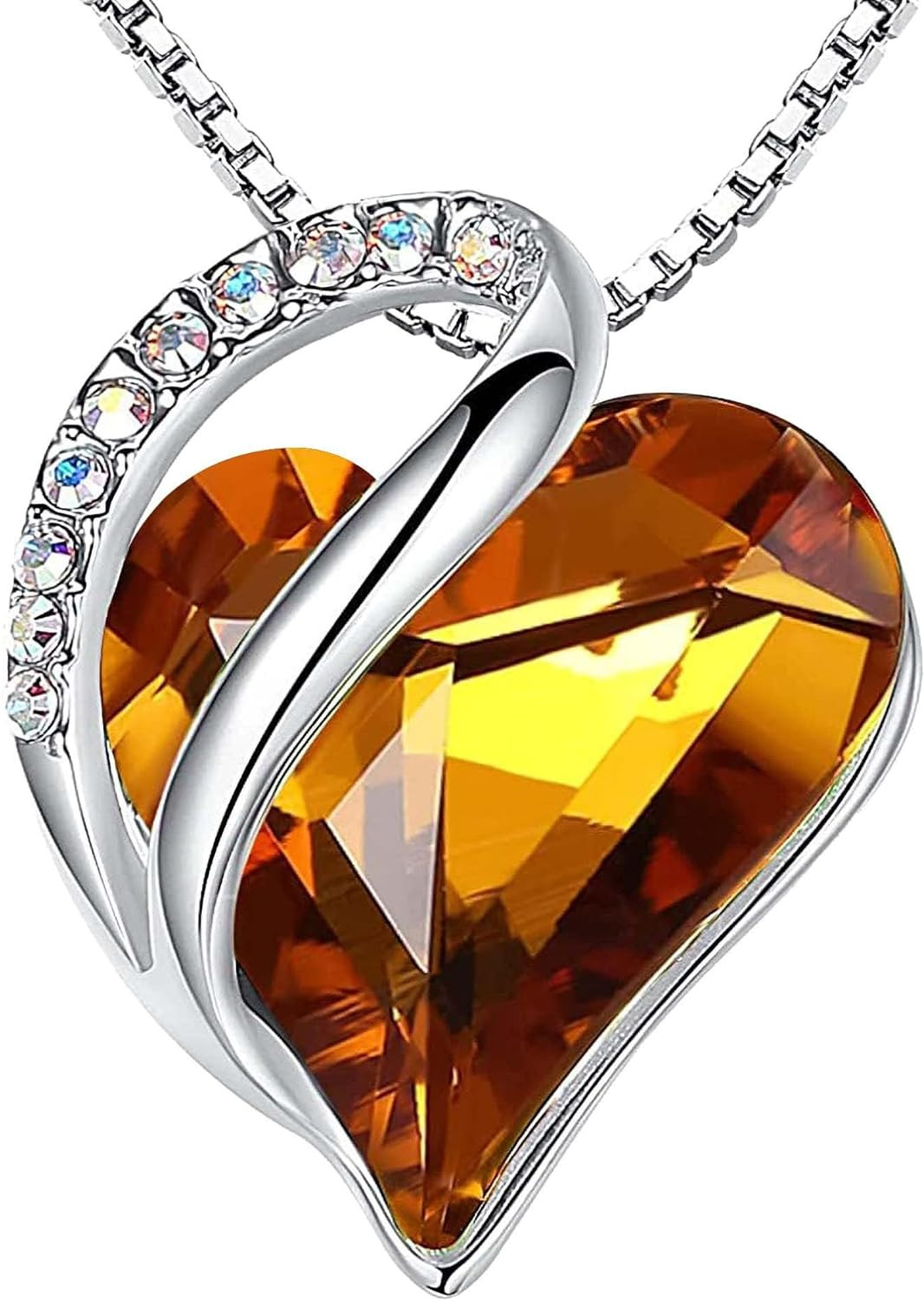 Leafael Gift Necklaces for Women, Infinity Love Birthstone Heart Crystal Pendant