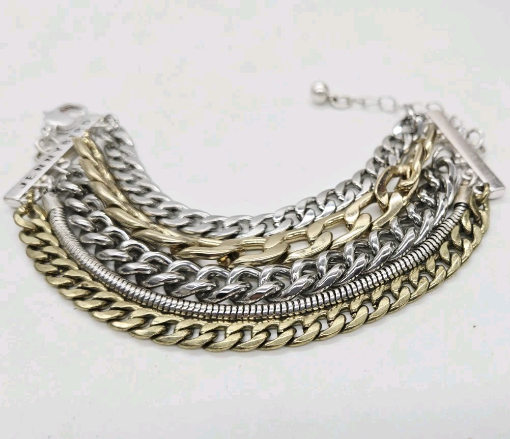 Jenny Bird AUSTIN Bracelet Stacked Multi Chain Link Layered Chain 9 in