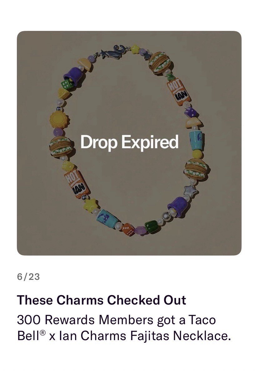 IAN CHARMS x TACO BELL HANDMADE BEAD NECKLACE – LIMITED DROP 1/300 !! BRAND NEW