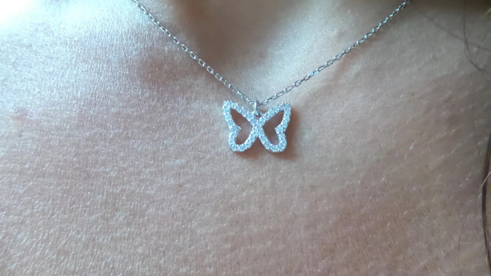 1.00 Ct Round EF VS Lab Grown Diamond Butterfly Shape Necklace in 14K White Gold
