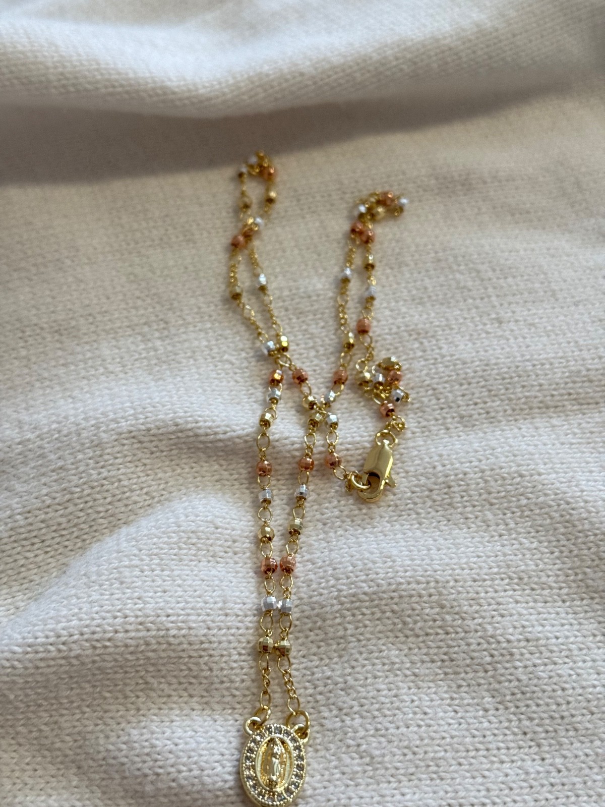 18” Rosary in 3tones with Virgen de Guadalupe
