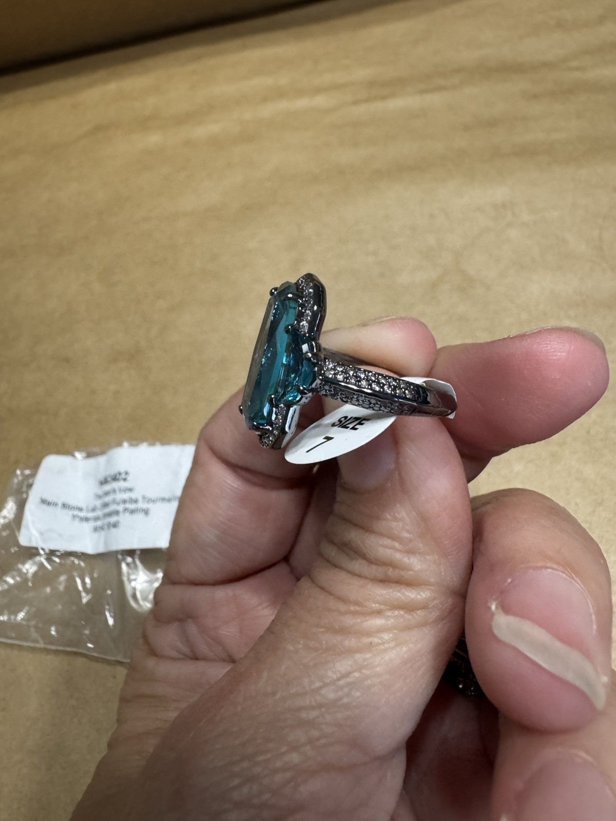 Bomb Party Sirens “The Ocean’s Vow” Ring size 7 Hematite Paraiba Tourmaline