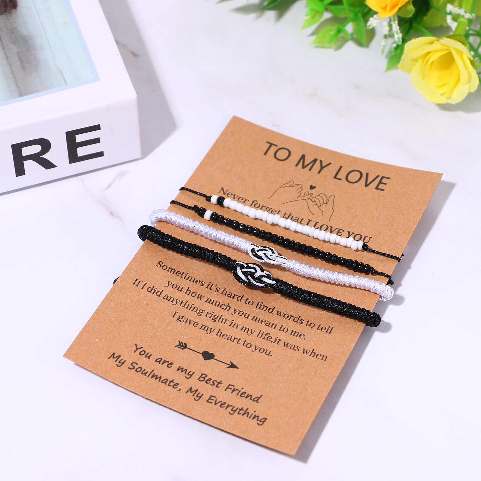 4Pcs His Hers Infinity Love Promise Matching Braided Rope Bracelets Couple Gifts