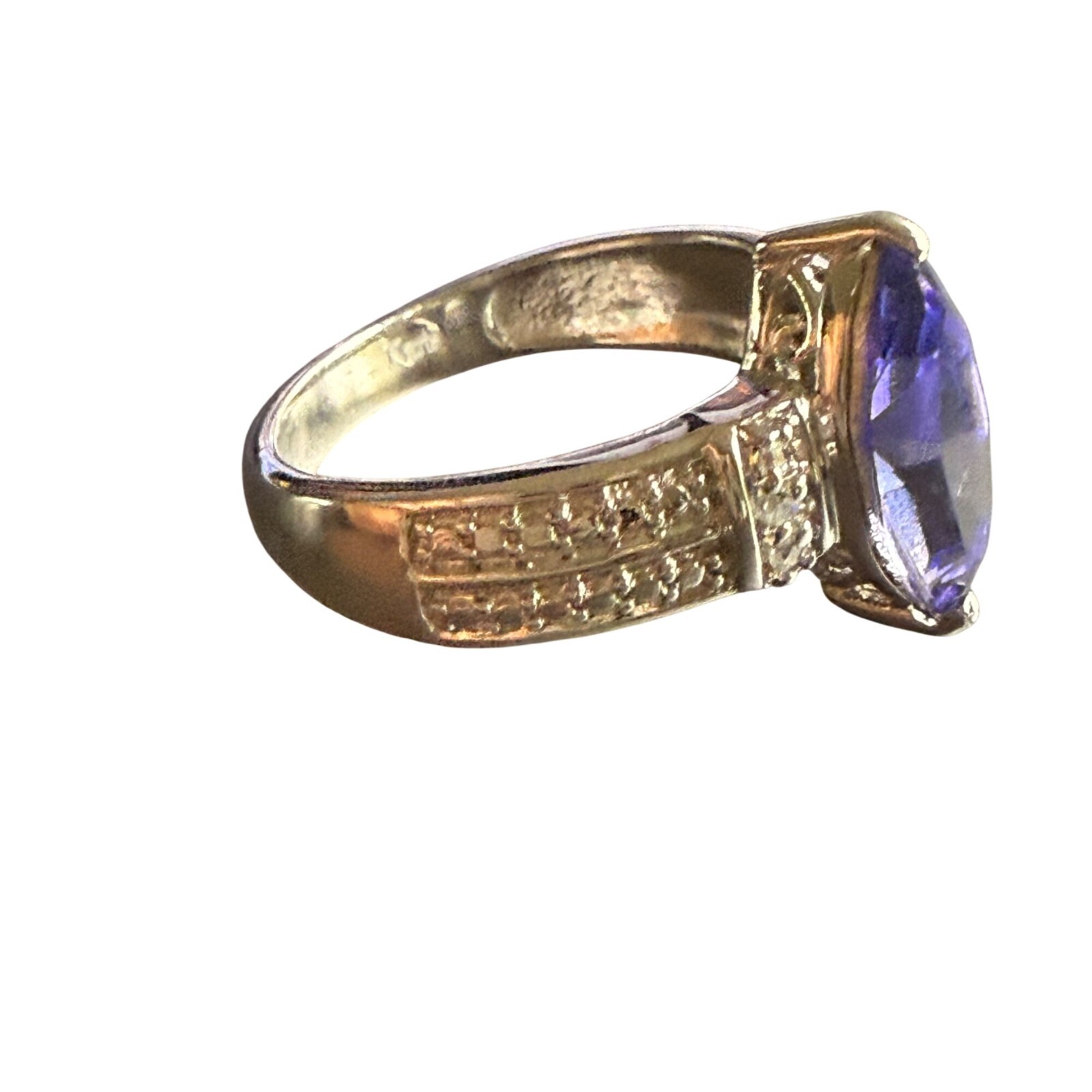 Marquise Cut Purple Simulated Gemstone Ring With Silver Band 10 Elegant Design