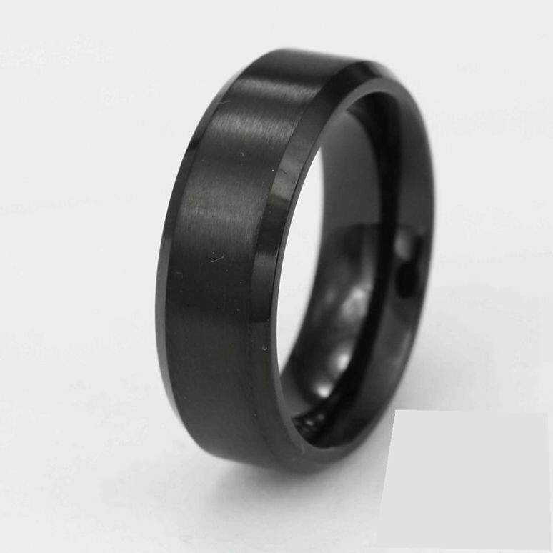 DG Mens Stainless-Steel Black Ion-Plated 8mm Band Rings,Unisex 9 10,11 12 13 Box