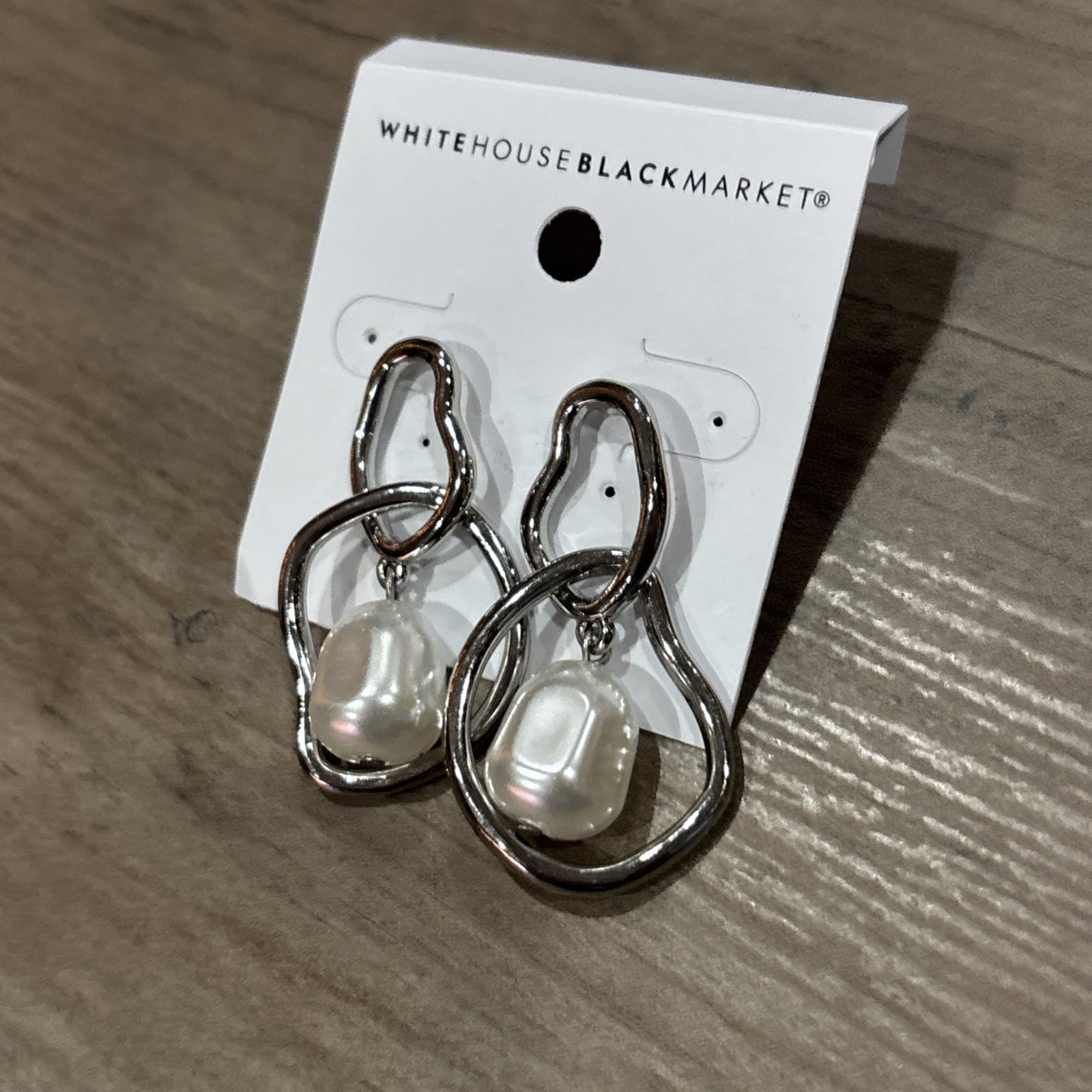 Whit House Black Market Earrings Silver Tone With Faux Pearls