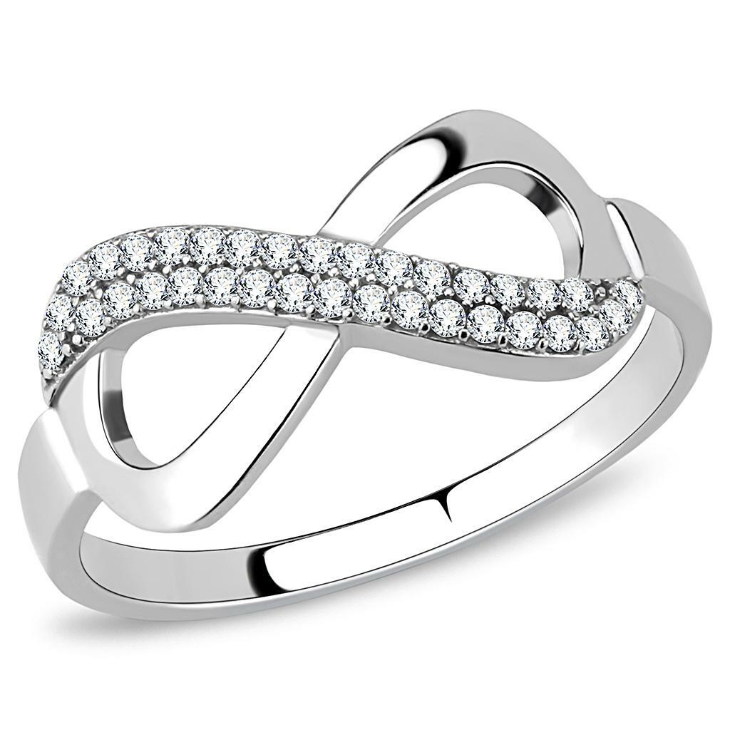DA054 – High polished (no plating) Stainless Steel Ring with AAA Grade CZ in