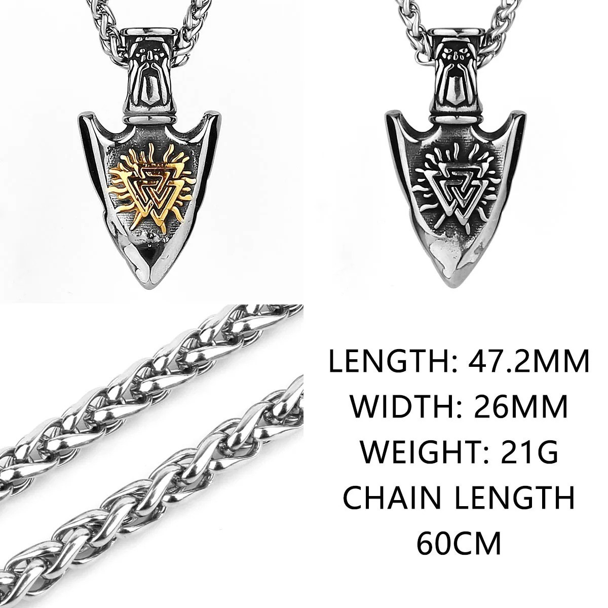 Odin Viking Rune Pendant Necklace | 316L Stainless Steel Men Jewelry Gift