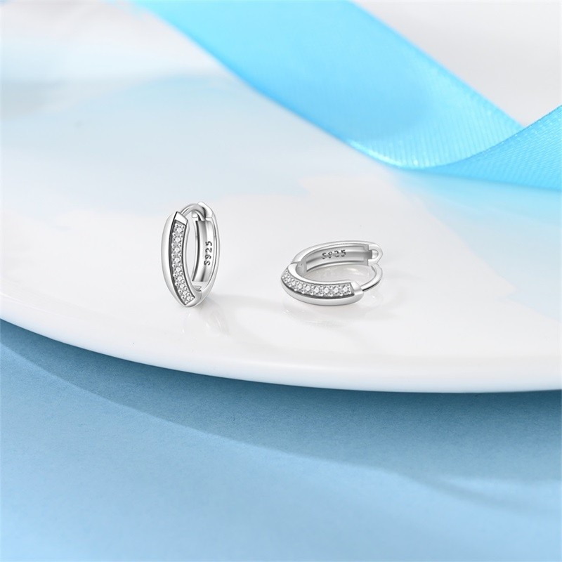 PANDACH 925 Sterling Silver Cubic Zirconia Tiny Hoop Earrings For Women Jewelry