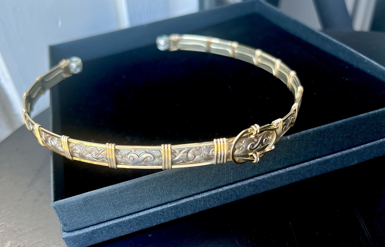 Fancy Slave Collar-Mixed Metals with Silver Tone Lock and Keys – Custom Made