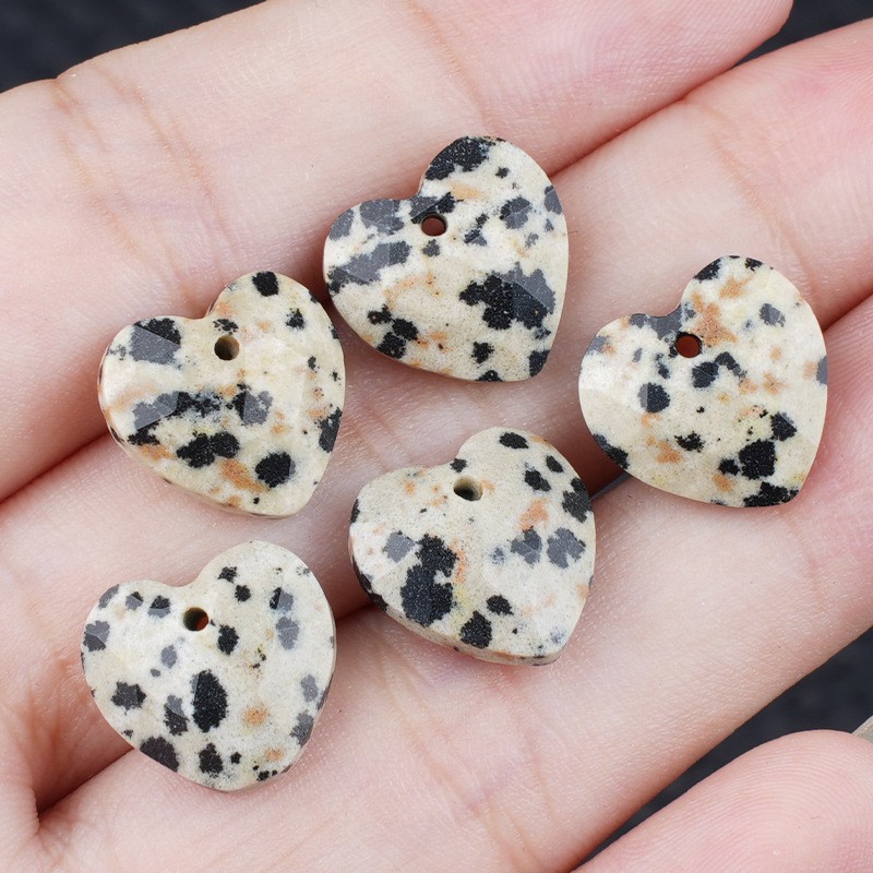 20pcs Mixed Natural Stone Heart Beads 13mm Pendants DIY Jewelry Making Bracelet
