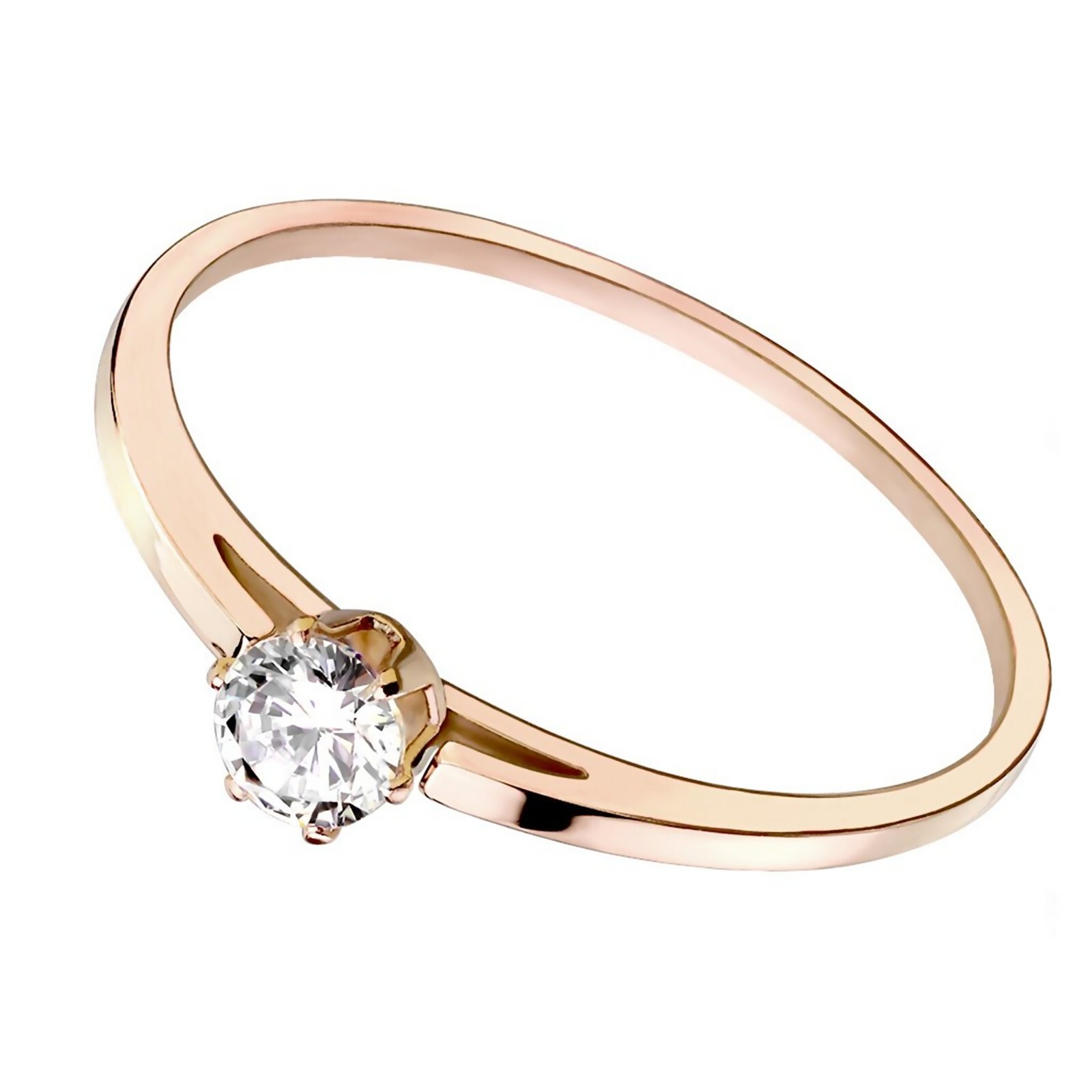 Minimalist Solitaire Ring Rose Gold PVD Plate Surgical Stainless Steel Promise