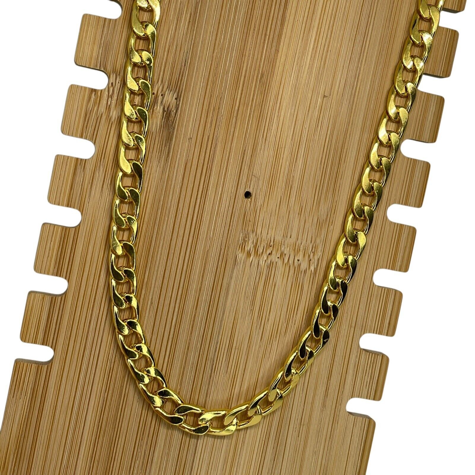 Gold Plated Cuban Chain Necklace Mens 24” (8mm) Bling Flashy Everyday Wear Thick