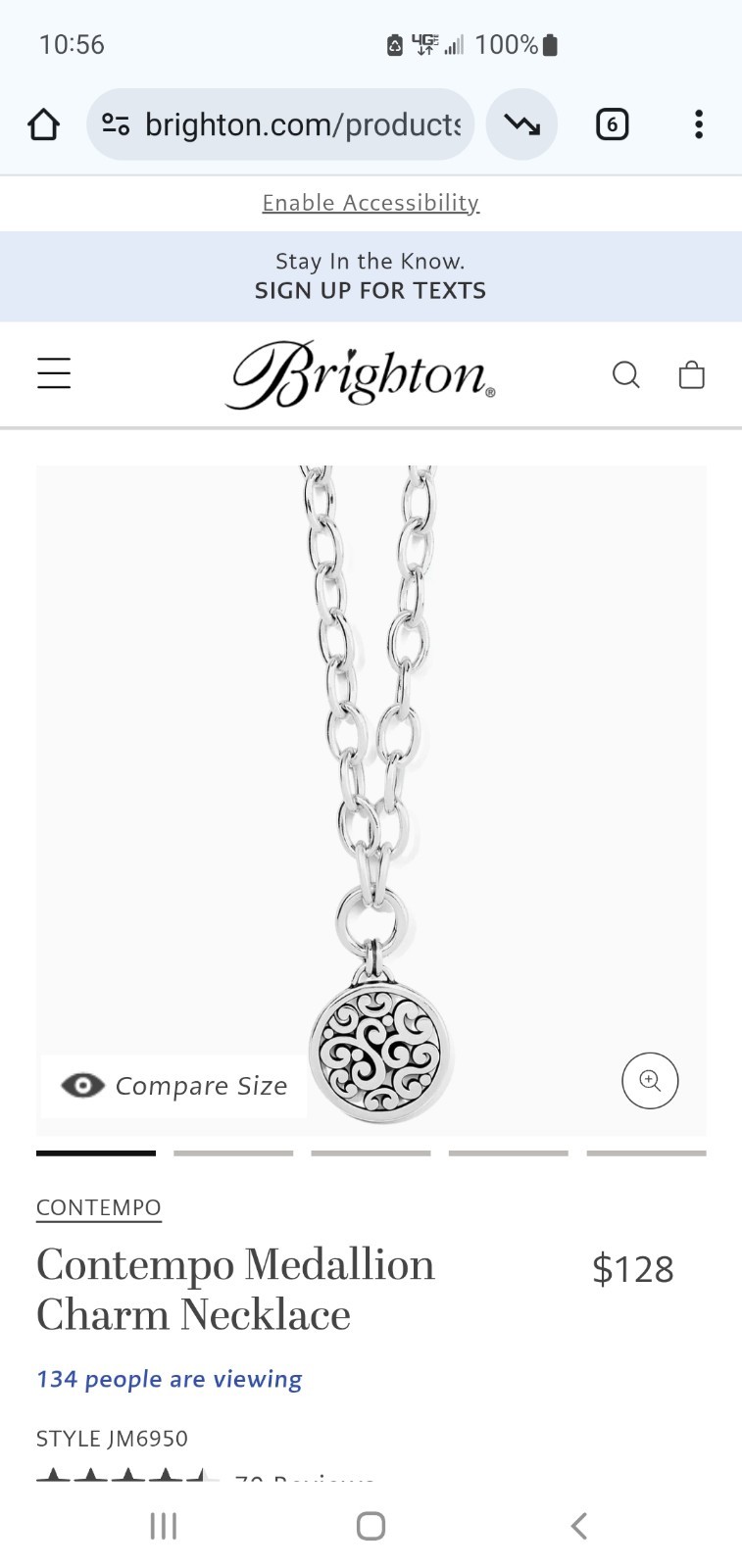 Brighton Contempo Convertible Silver Scroll Pendant Necklace