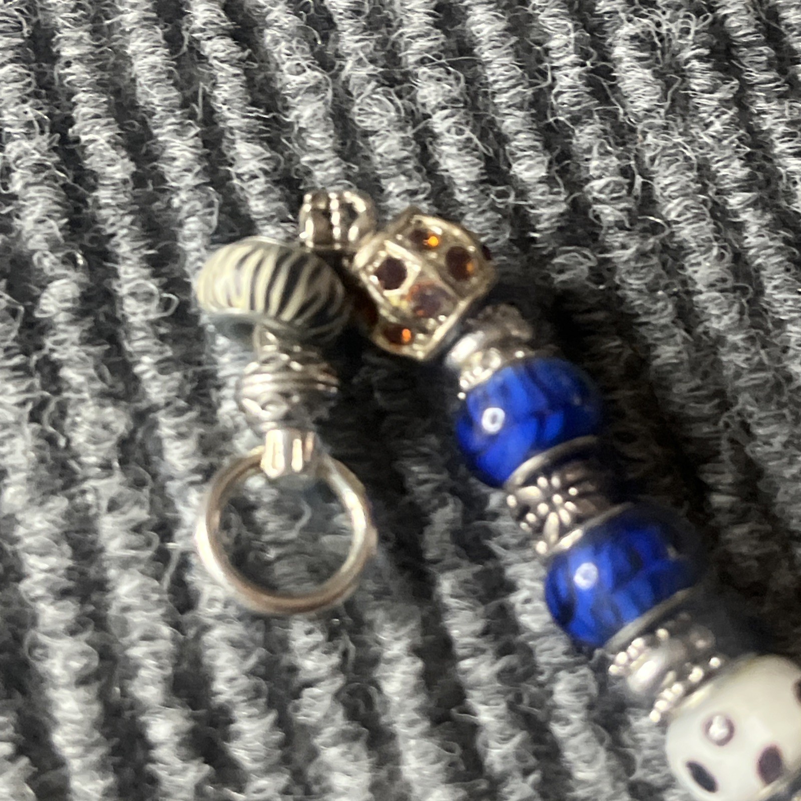 Unique Blue Yellow Glass Bead Dice Charm Bracelet European Style Jewelry