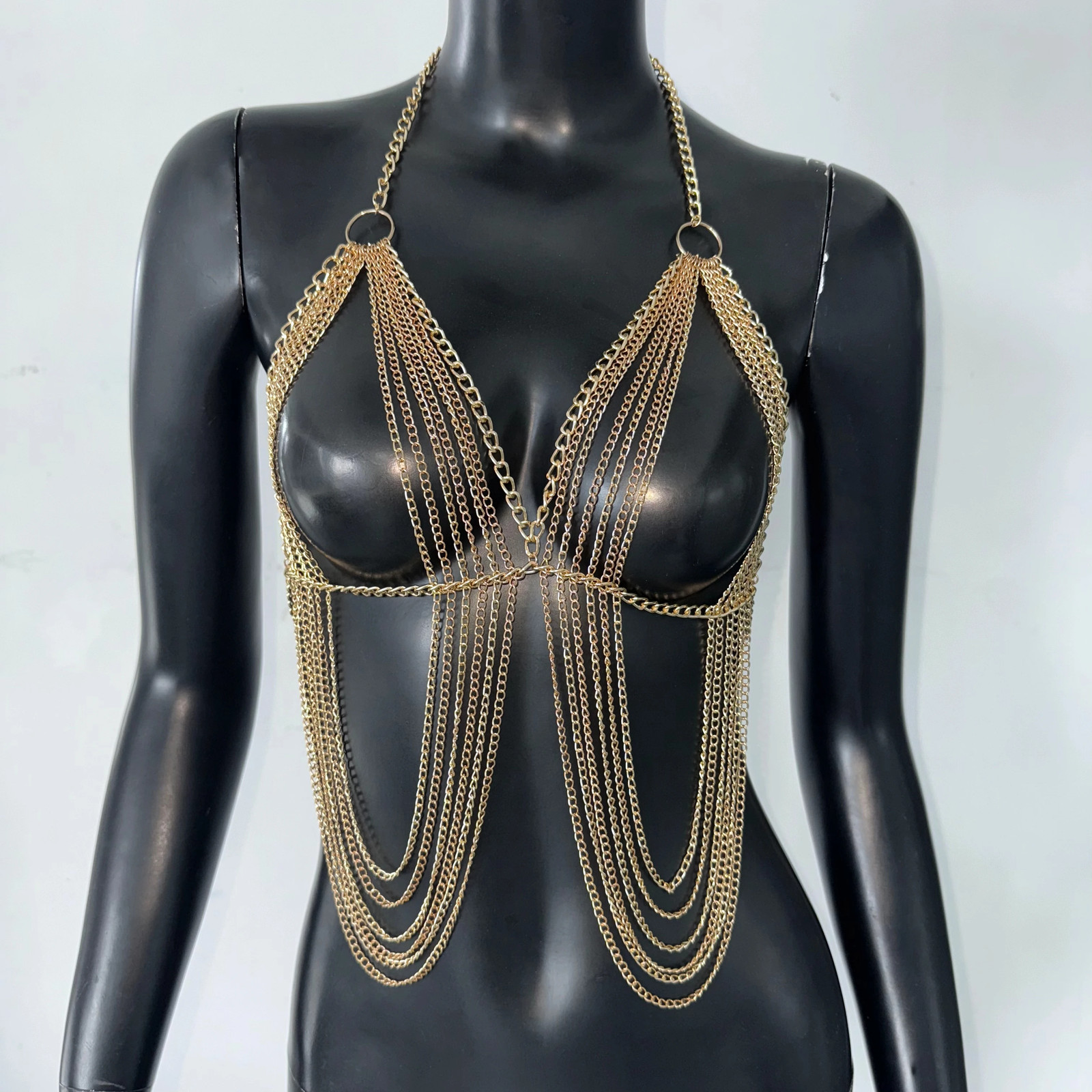 Body Chain White Pearl Suspender Silver Chain Top Metal Layered pearl