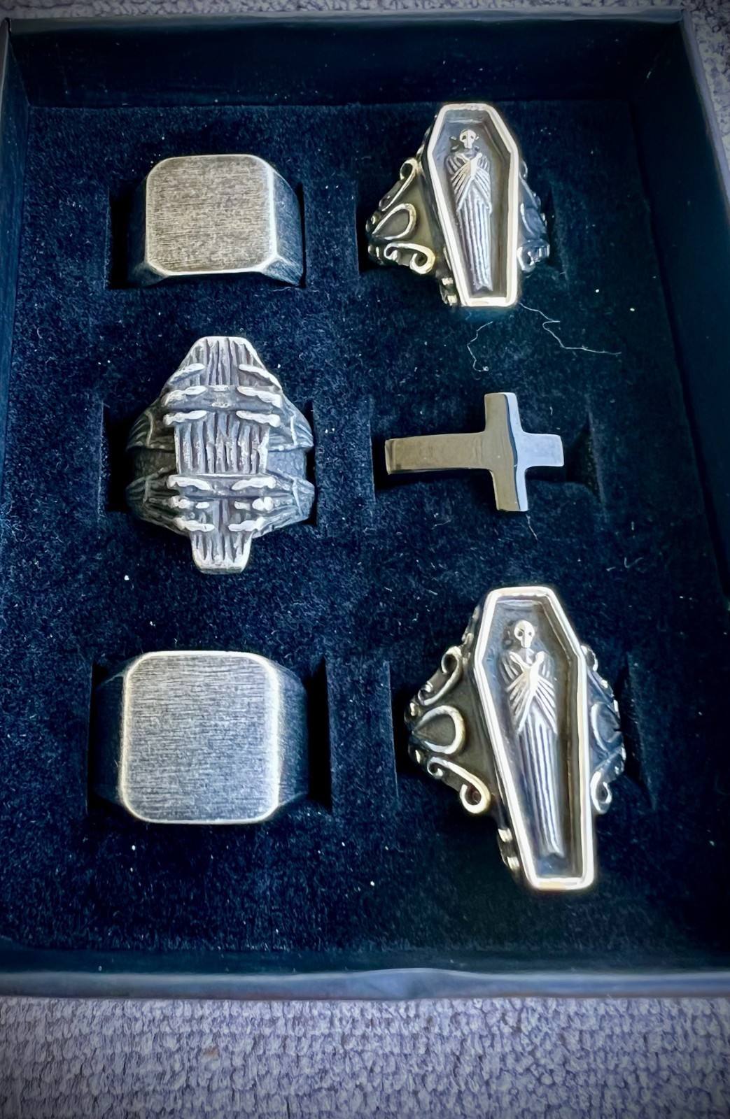 12 pc Rings Set Silver Punk Rock Alt Goth Jewelry (various sizes)